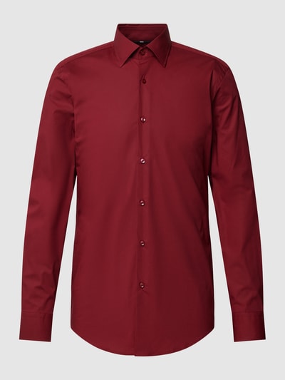 BOSS Slim Fit Business-Hemd mit Kentkragen Modell 'HANK' Bordeaux 2