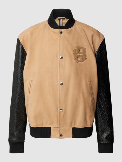 BOSS Leren jack met paspelzakken, model 'Moniro' Beige - 2