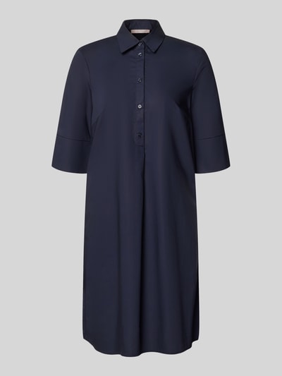 Produktfoto, Knielanges Hemdblusenkleid mit Knopfleiste von Christian Berg Woman Selection aus dunkelblauer Baumwolle in A-Linie