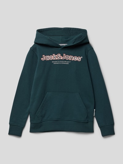 Jack & Jones Hoodie mit Label-Print Modell 'LAKEWOOD' Petrol 1