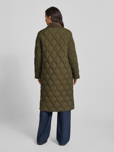 Jake*s Casual Gewatteerde lange jas met tweewegsritssluiting en steekzakken Olijfgroen - 5