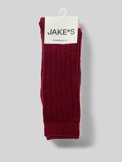 Jake*s Casual Socken mit geripptem Abschluss im 2er-Pack Bordeaux 3