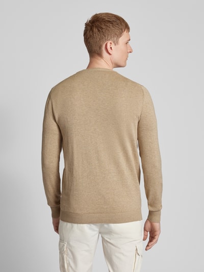 Bruun & Stengade Gebreide pullover met geribde ronde hals, model 'JUPITER' Lichtbruin - 5