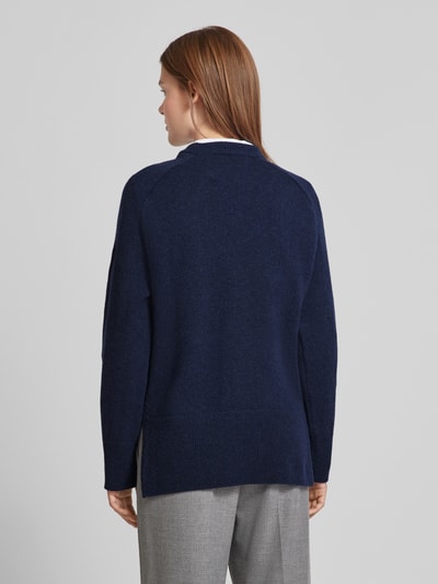 Gant Gebreide pullover met ronde hals, model 'HERRINGBONE' Donkerblauw - 5