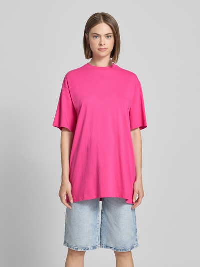 OH APRIL Oversized T-Shirt mit geripptem Rundhalsausschnitt Pink 5