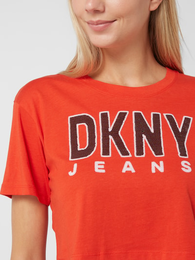 DKNY JEANS T-shirt krótki z logo Czerwony 3