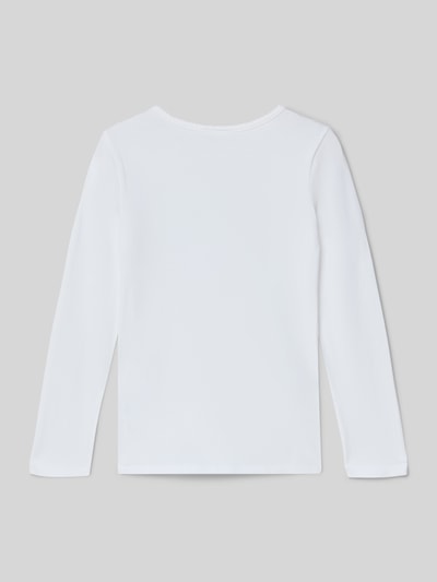 Produktfoto, weißes Regular Fit Langarmshirt aus Baumwoll-Mix von s.Oliver RED LABEL, unifarben mit Rundhals, Webware, ohne sichtbare Applikationen.
