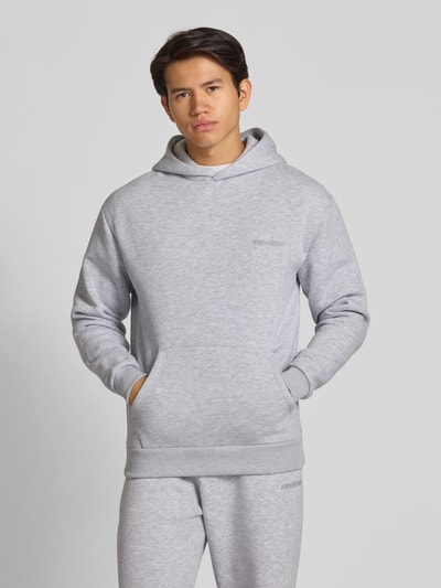 REVIEW Hoodie mit Label-Print Hellgrau Melange 4