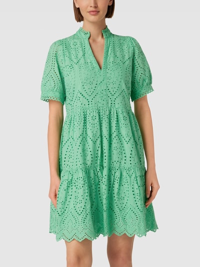 YAS Mini-jurk met broderie anglaise, model 'Holi' Groen - 4