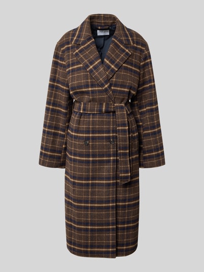 Jake*s Collection Langs jas met strikceintuur Donkerbruin - 2