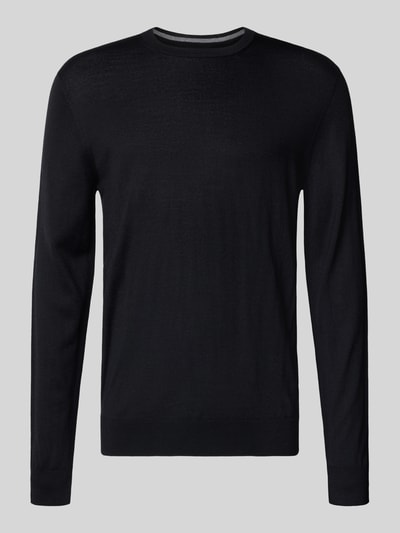 Christian Berg Men Regular Fit Longsleeve aus Merino-Mix Black 2