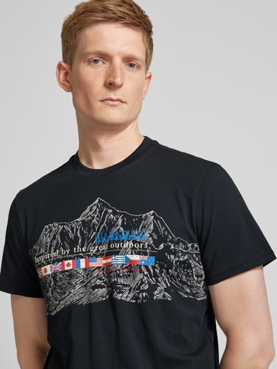 Napapijri T-Shirt mit Motiv-Print Modell 'TURIN' Black 3