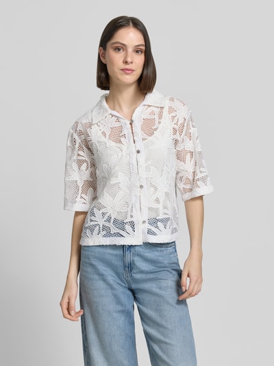 Smith and Soul Cropped Bluse im Embroidery Design mit 3/4-Arm Offwhite 4