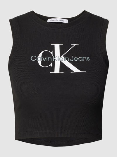 Calvin Klein Jeans Crop Top mit Logo-Print Black 2