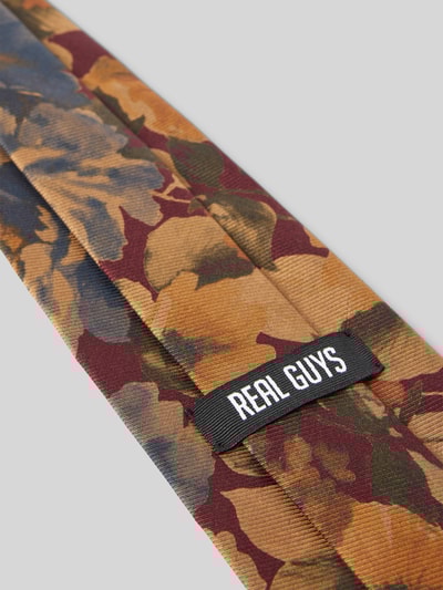 REAL GUYS Zijden stropdas met all-over bloemenprint (8,5 cm) Bordeaux - 3