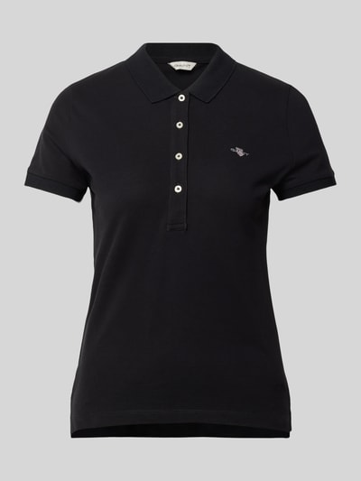 Gant Koszulka polo o kroju slim fit z wyhaftowanym logo Czarny 2
