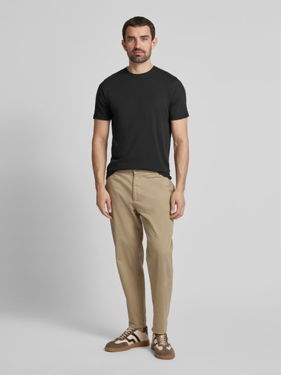 OLYMP Level Five T-shirt met geribde ronde hals in een set van 2 stuks Zwart - 1