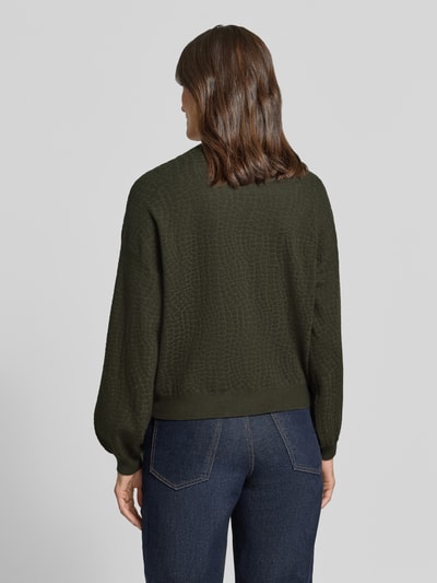 VERO MODA sweter w kroju regular fit z mieszanki wiskozy model 'NANCY' Ciemnozielony 5