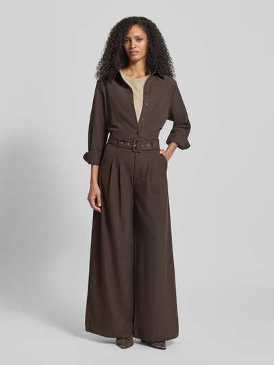 My Essential Wardrobe Overhemdblouse met knoopsluiting, model 'Vitta' Chocoladebruin - 1