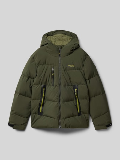 Killtec Pikowana kurtka z kapturem z nadrukiem z logo Oliwkowy 1