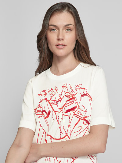 Oui T-Shirt mit Motiv-Print Weiss 3