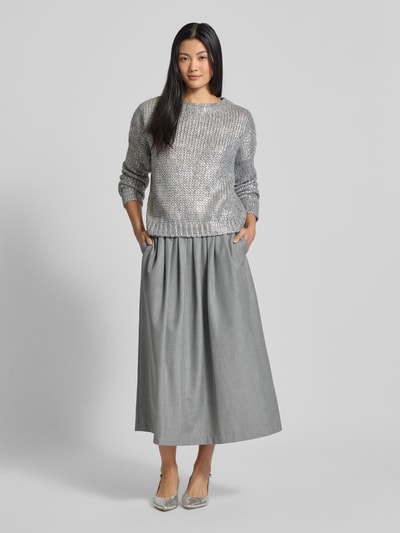 Rich & Royal Midirock mit elastischem Bund Hellgrau 1