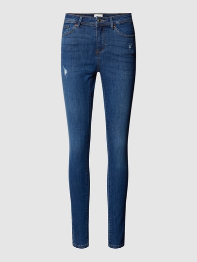 Only Jeansy o kroju skinny fit z przetarciami model ‘WAUW’ Jeansowy niebieski 2