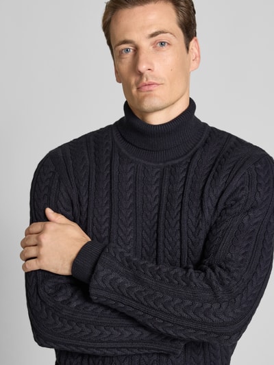 Jack & Jones Premium Gebreide pullover met kabelpatroon Marineblauw - 3