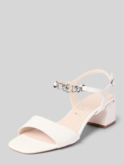 Tamaris Sandaaltjes van leer met blokhak Wit - 1