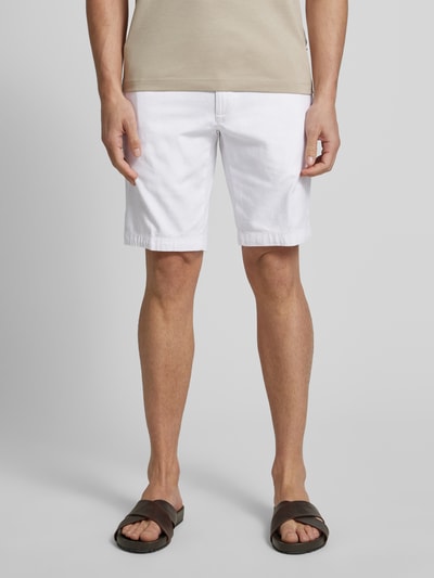 bugatti Slim Fit Shorts aus Baumwoll-Leinen-Mix Weiss 4