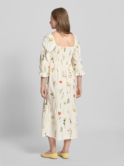 ZABAIONE Midi-jurk van viscosemix met linnen, model 'Mi44ss' Offwhite - 5