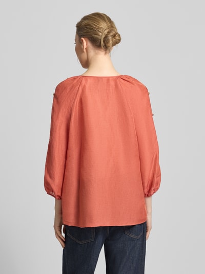 Marc Cain Bluse aus Leinen-Mix mit Zierknöpfen Rostrot 5