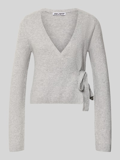 REVIEW Strick-Cardigan in Wickeloptik Hellgrau Melange 2