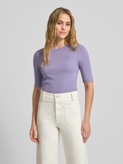 Tommy Hilfiger Slim fit T-shirt van viscosemix Lavendel - 4