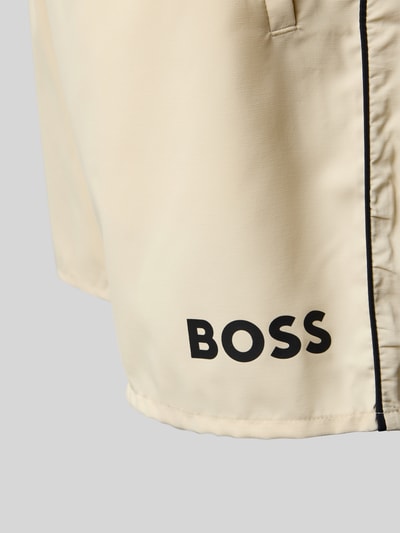 BOSS Badehose mit Paspelnaht in Kontrastfarbe Modell STARFISH' Beige 2
