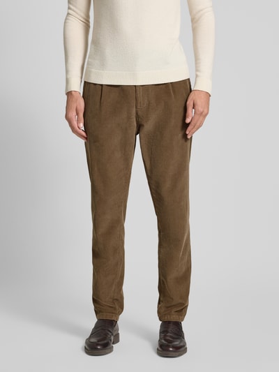 CRUNA Straight Fit Cordhose mit Bundfalten Modell 'Mitte' Taupe 4