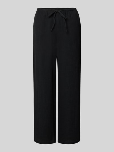 Produktfoto, Loose Fit Weite Hose aus reiner Baumwolle Modell 'THYRA' von Only, schwarz, Flammgarn, Tunnelzug, seitliche Taschen, unifarben