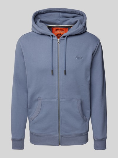 Superdry Sweatjacke mit Label-Stitching Rauchblau 1