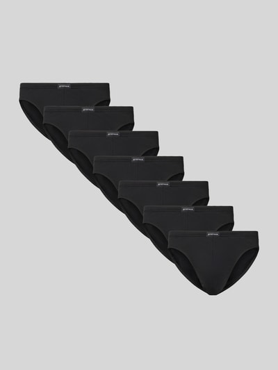 Produktfoto, Slip aus Baumwolle im 7er-Pack von TOM TAILOR, reine Baumwolle, ohne Beinansatz, elastischer Bund mit Logo, schwarze Farbe, glatte Textur