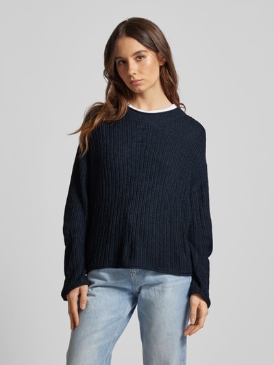 Tom Tailor Denim Strickpullover mit U-Boot-Ausschnitt Dunkelblau 4