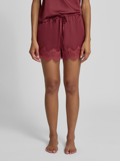 Jake*s Casual Relaxed Fit Pyjama-Hose mit Spitzenbesatz Bordeaux 4