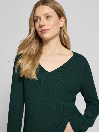 s.Oliver RED LABEL Sweter z dzianiny kroju regular fit z mieszanki bawełny Ciemnozielony 3