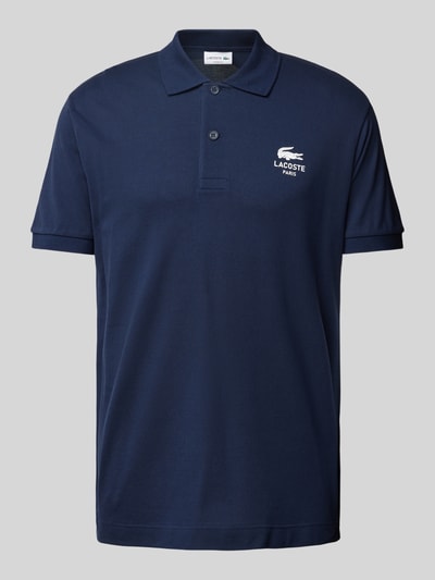 Lacoste Poloshirt mit Label-Print Modell 'Piquet' Dunkelblau 2