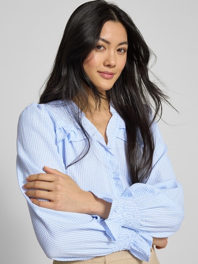 A-view Regular fit overhemdblouse met blinde knoopsluiting, model 'Sonja' Lichtblauw - 3