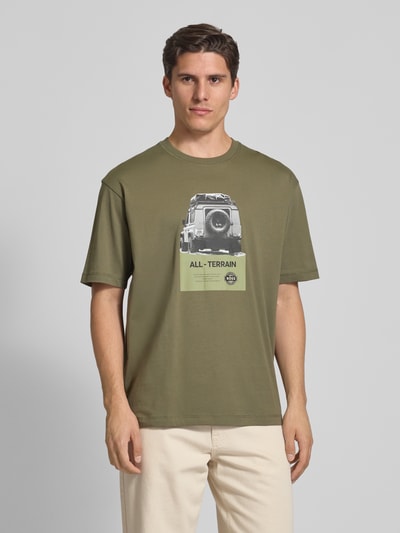 BOSS Orange Regular fit T-shirt van puur katoen, model 'WAGON' Kaki - 4