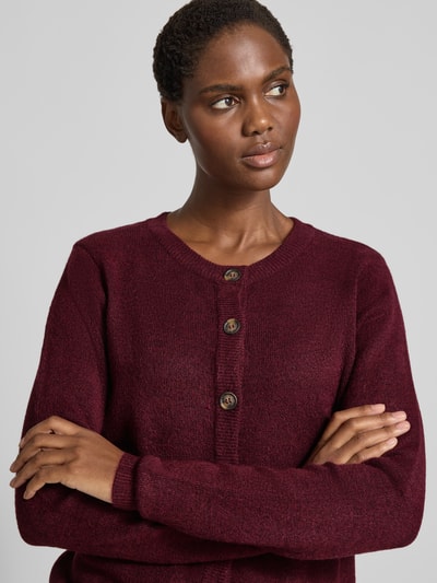 Soyaconcept Gebreid jack met ronde hals, model 'ORLEAN' Bordeaux gemêleerd - 3