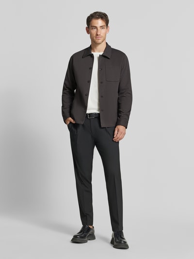Lindbergh Kurtka koszulowa o kroju slim fit z dodatkiem wiskozy Antracytowy 1