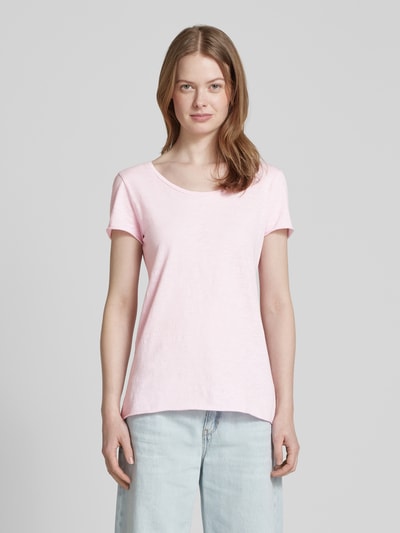 Rich & Royal T-shirt met geribde ronde hals Roze - 4