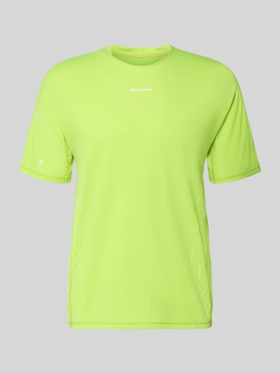 Produktfoto, leuchtend grünes Funktionsshirt mit Logo Modell 'SENSE AERO' von Salomon mit Rundhalsausschnitt, Regular Fit, glatte Textur