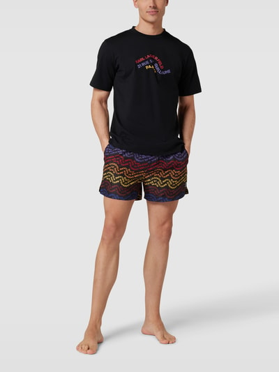 Karl Lagerfeld Beachwear Relaxed fit T-shirt met logoprint, model 'WAVE LOGO' Zwart - 1